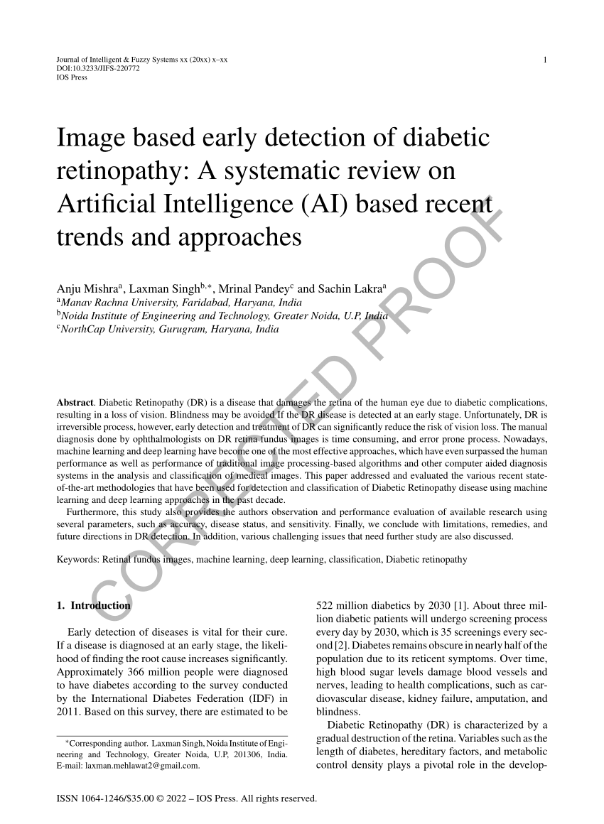 Pdf Image Based Early Detection Of Diabetic Retinopathy A Systematic