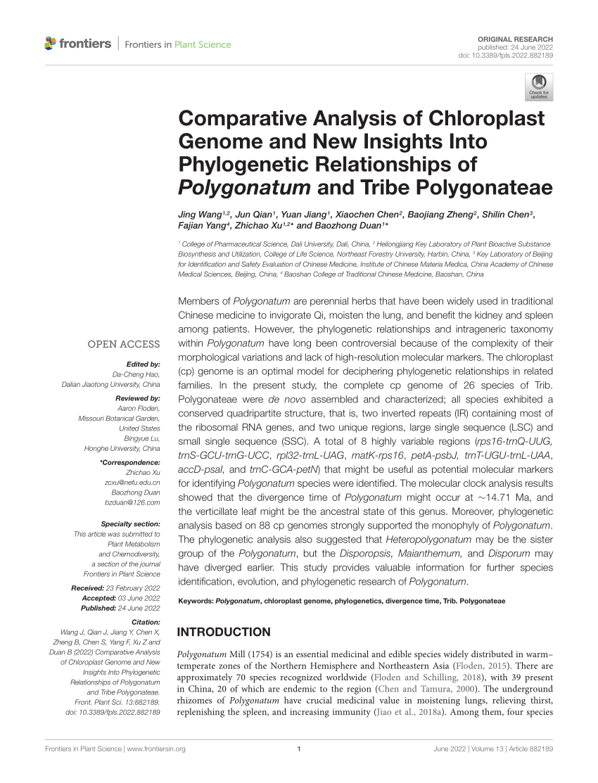PDF) Comparative Analysis of Chloroplast Genome and New Insights 