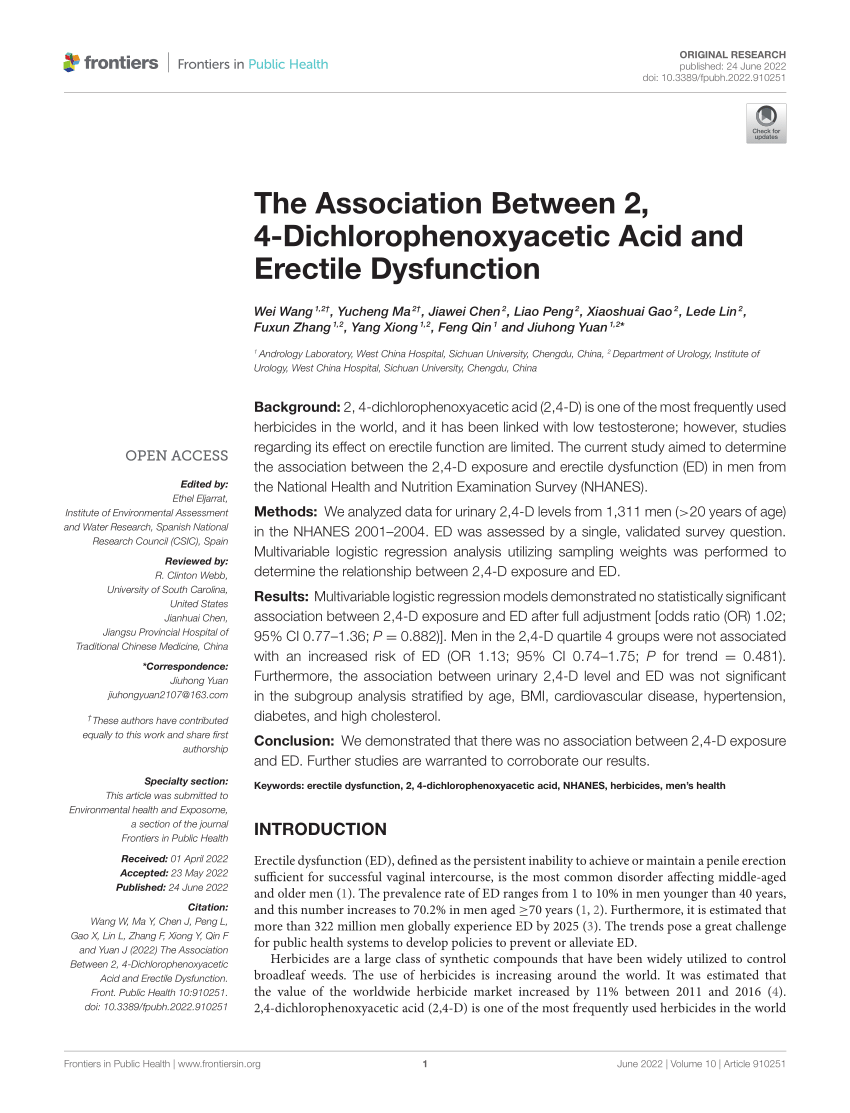 PDF The Association Between 2 4 Dichlorophenoxyacetic Acid and