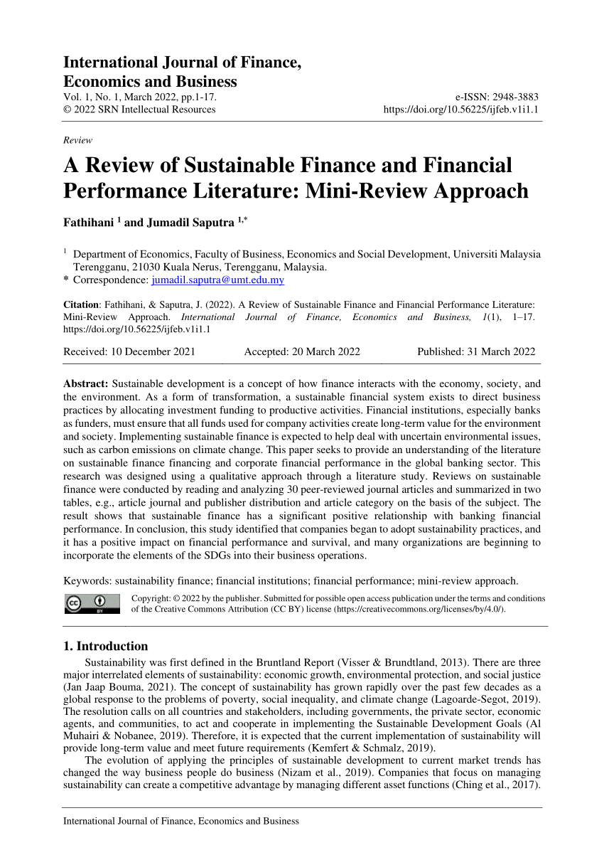 literature review on green finance
