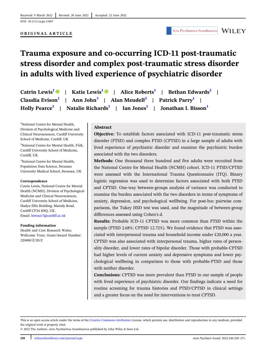 research paper on post traumatic stress disorder