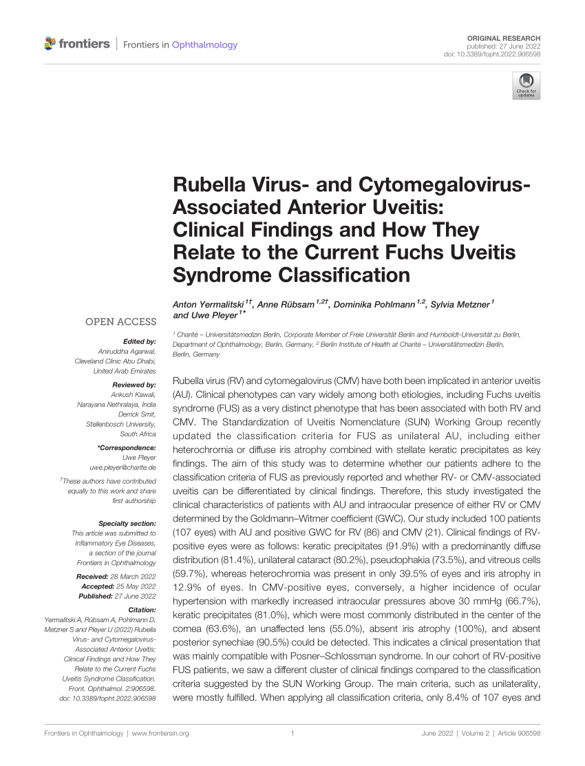 PDF) High concordance of intraocular antibody synthesis against