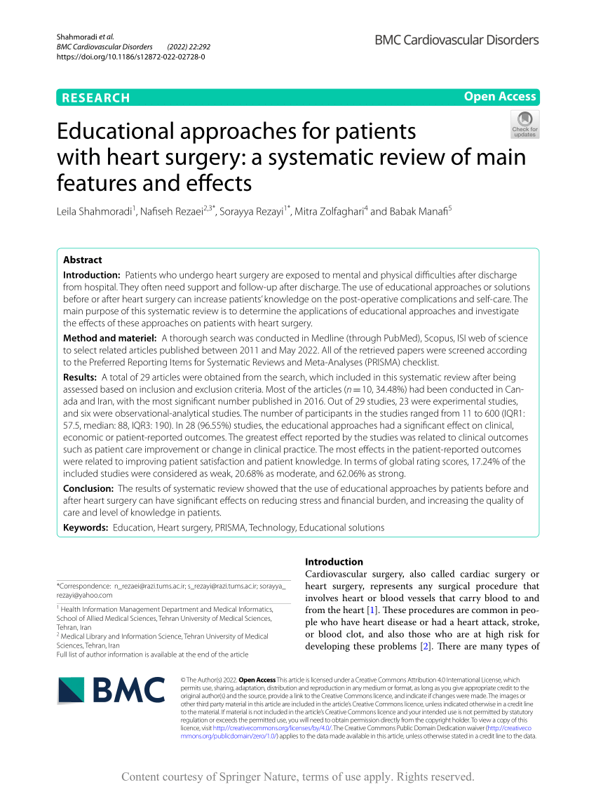 literature review on cardiac surgery