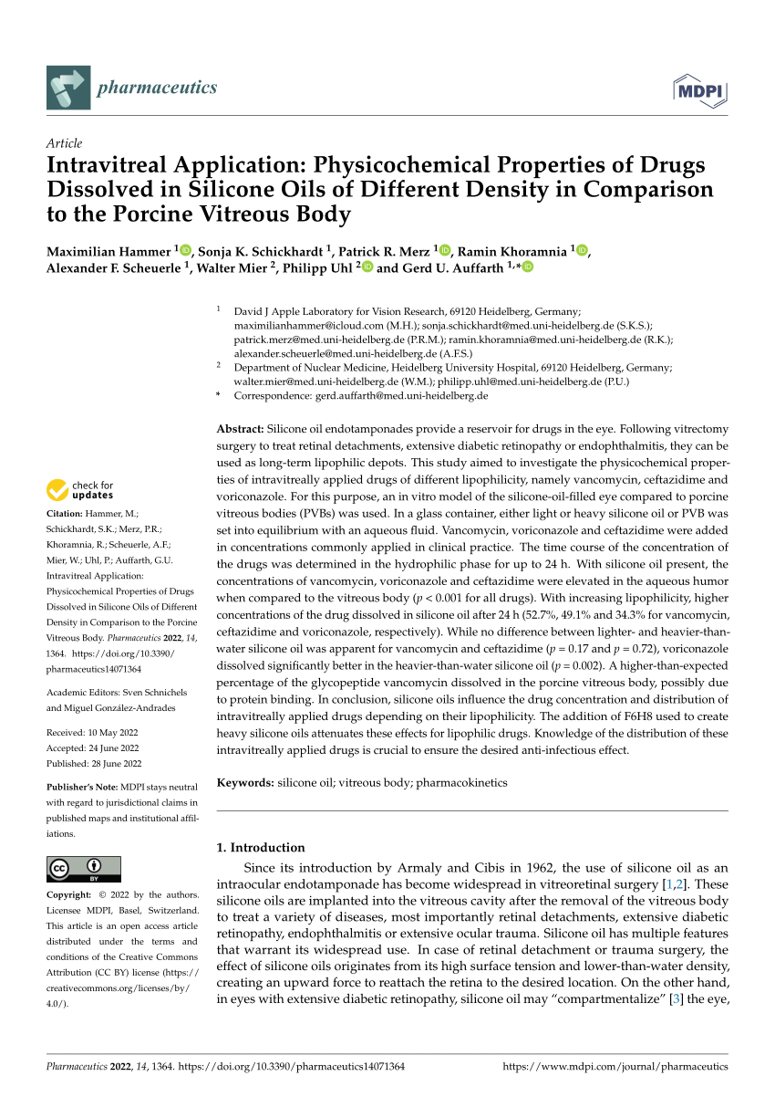 PDF Intravitreal Application Physicochemical Properties of Drugs  
