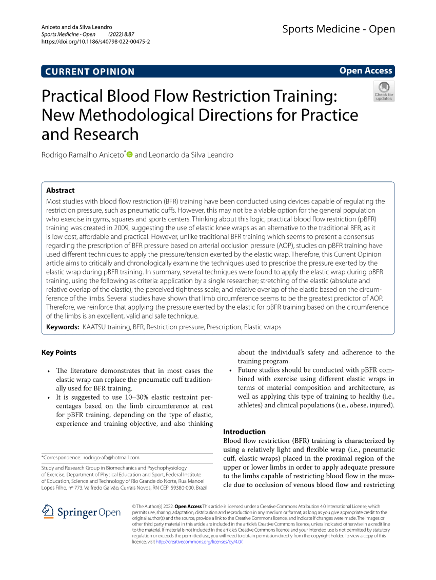(PDF) Practical Blood Flow Restriction Training: New Methodological