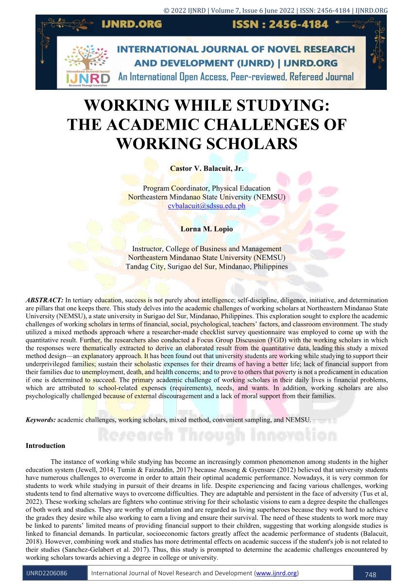 related literature in research about working students