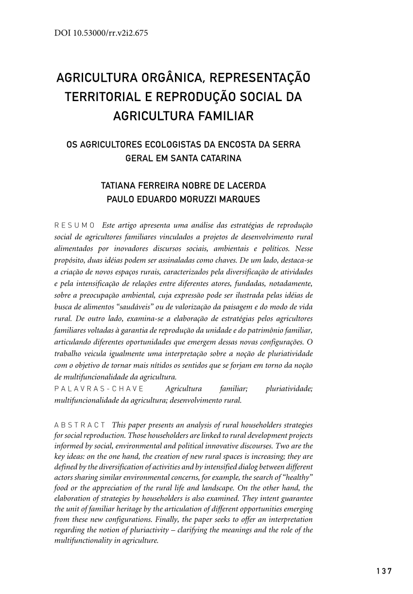 Pdf A Agricultura Representação Territorial E Reprodução Social Da Agricultura Familiar 6388