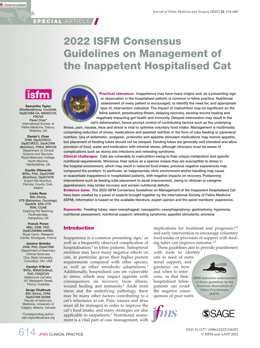 Pdf 2022 Isfm Consensus Guidelines On Management Of The Inappetent