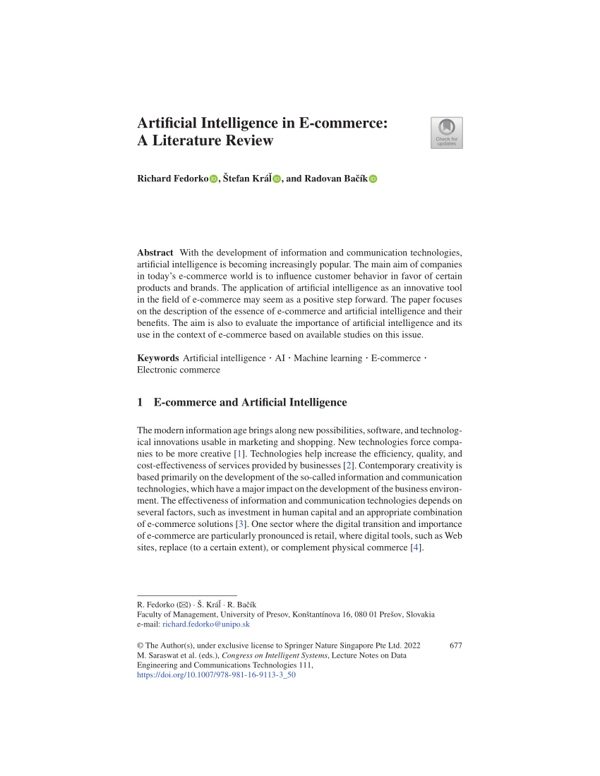 artificial intelligence in e commerce research paper