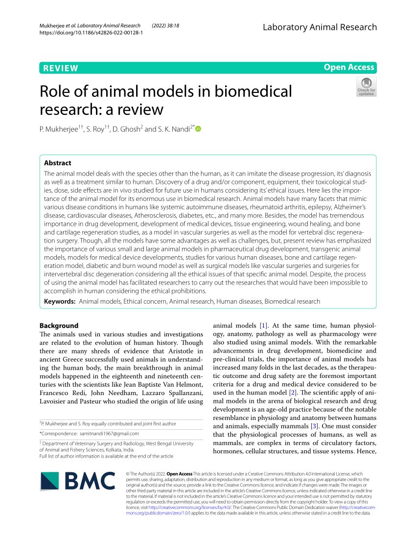 role of animal models in biomedical research a review