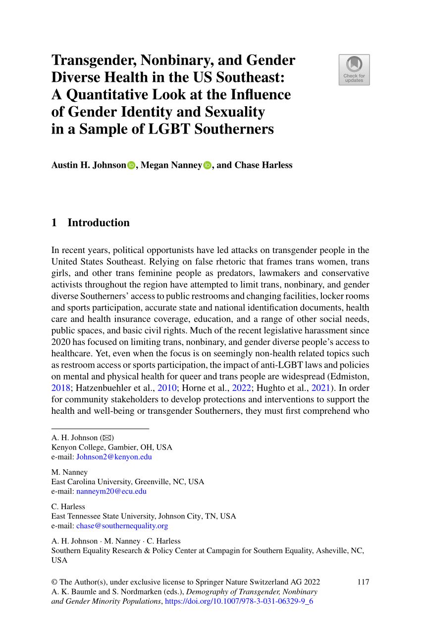 articles about gender and sexuality quantitative research
