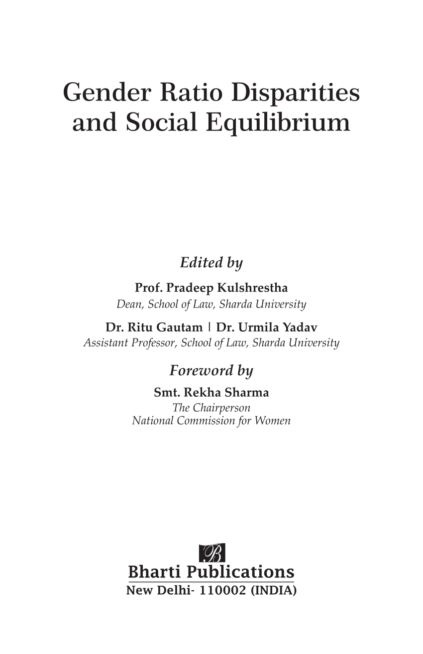 PDF) Gender Ratio Disparities and Social Equilibrium Edited by Foreword by