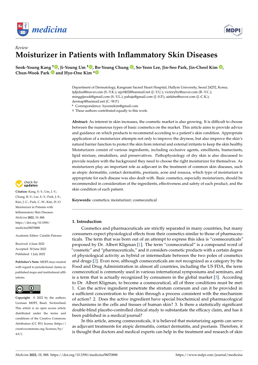 PDF) Moisturizer in Patients with Inflammatory Skin Diseases