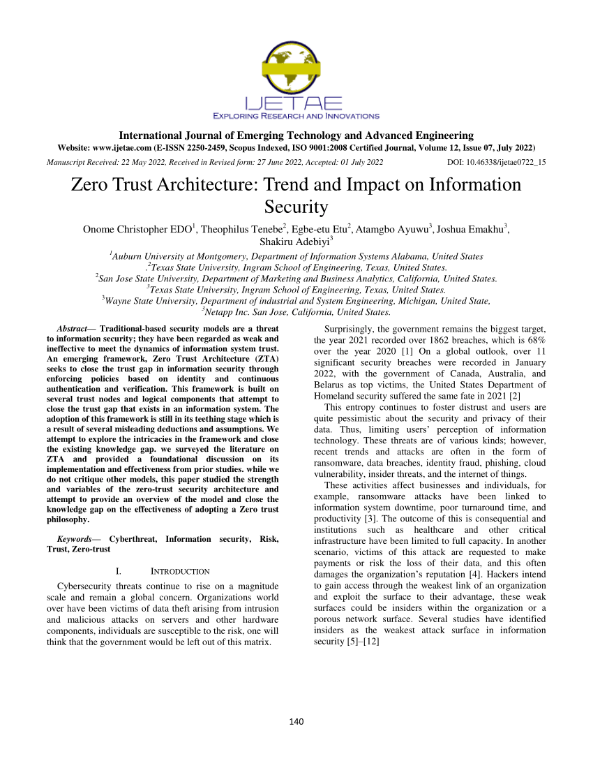 zero trust architecture research papers