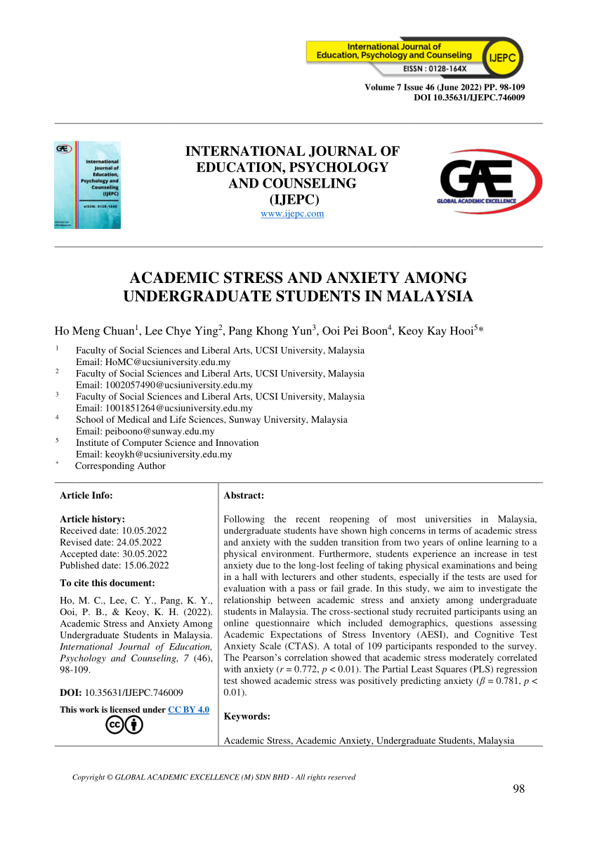 dissertation stress among undergraduate students