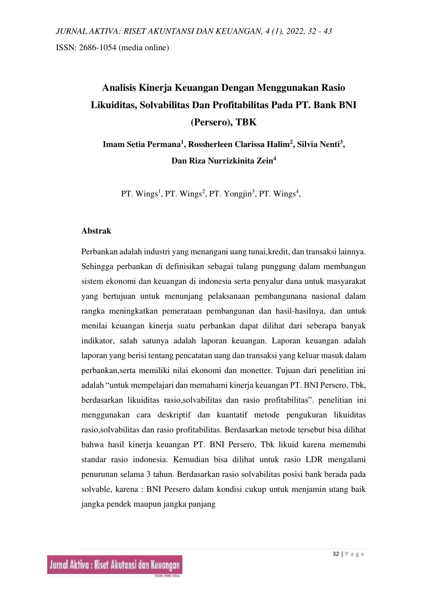 Pdf Analisis Kinerja Keuangan Dengan Menggunakan Rasio Likuiditas Solvabilitas Dan 4278