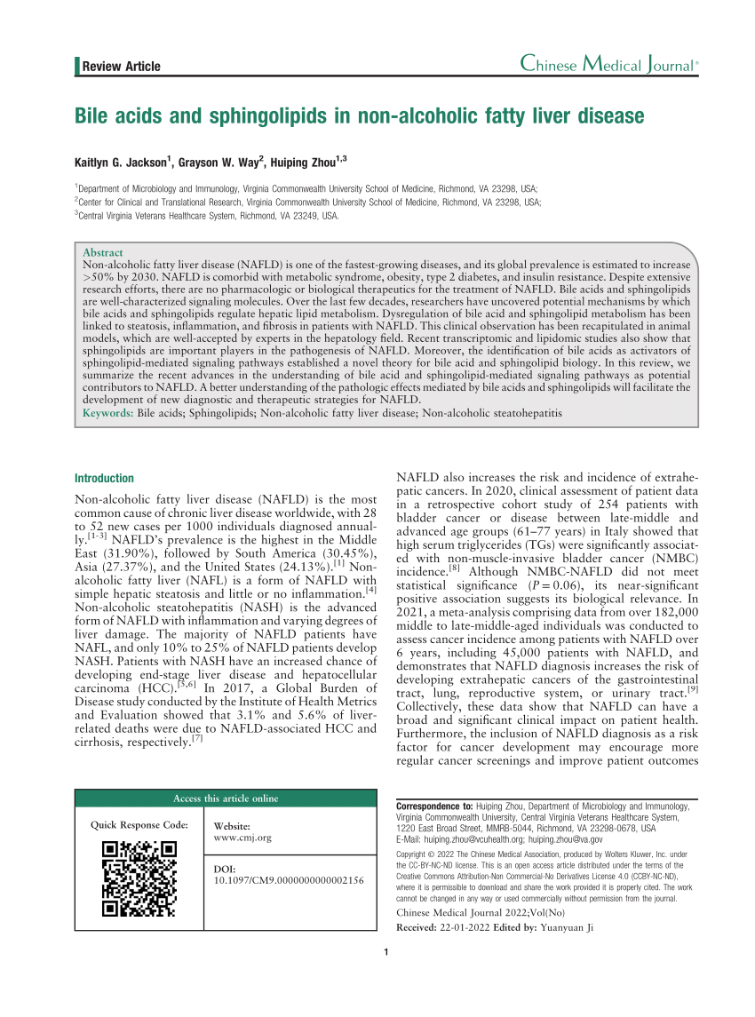 PDF) Bile acids and sphingolipids in non-alcoholic fatty liver disease