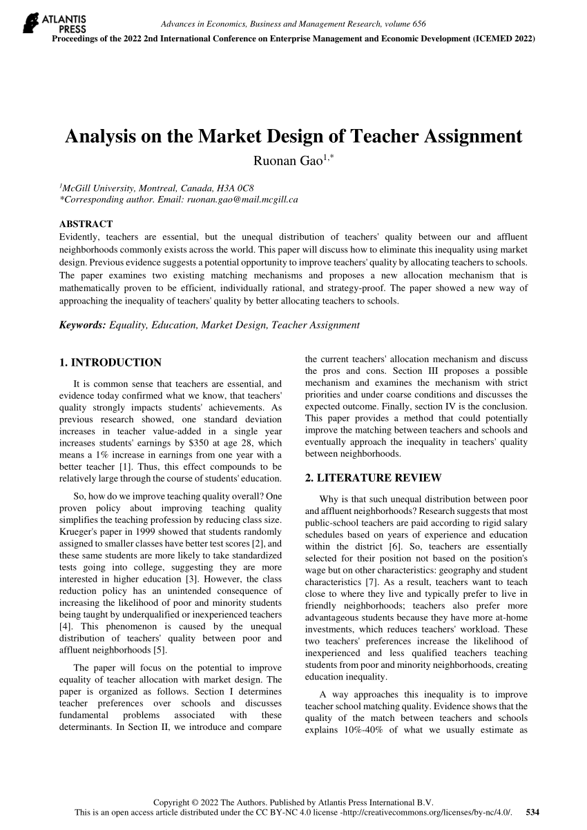 the design of teacher assignment theory and evidence