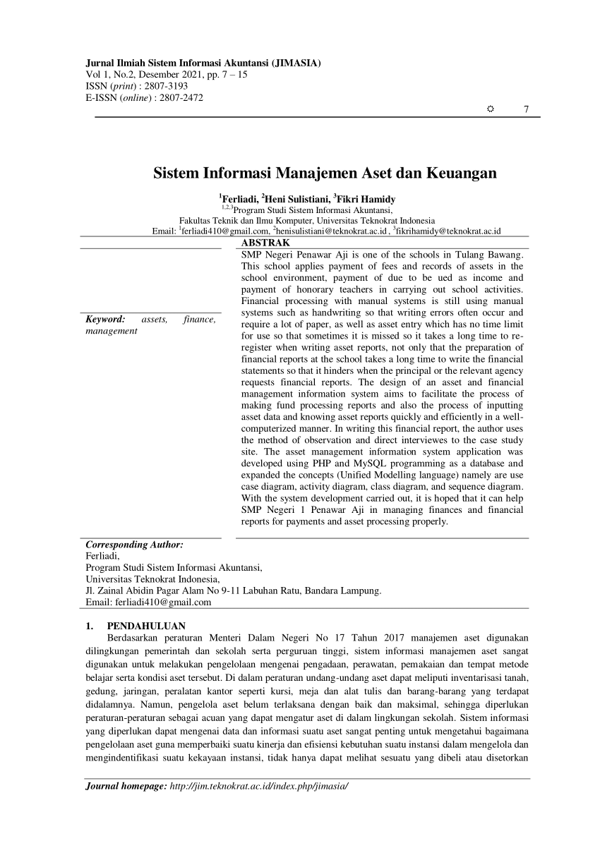 Pdf Sistem Informasi Manajemen Aset Dan Keuangan 0288