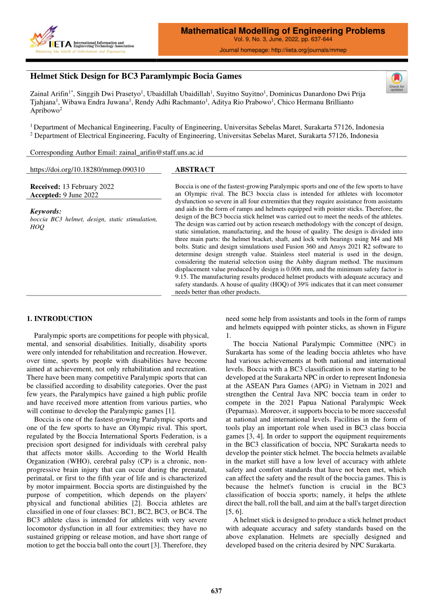 PDF Helmet Stick Design for BC3 Paramlympic Bocia Games