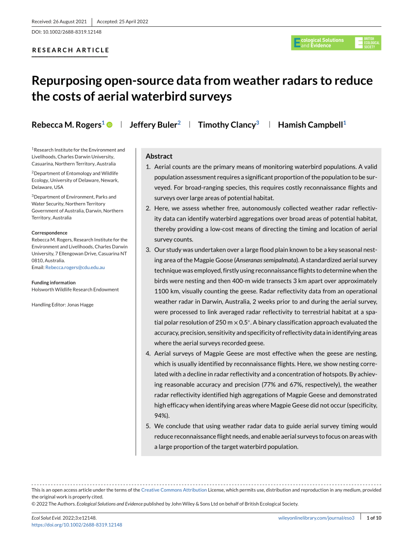 (PDF) Repurposing open‐source data from weather radars to reduce the