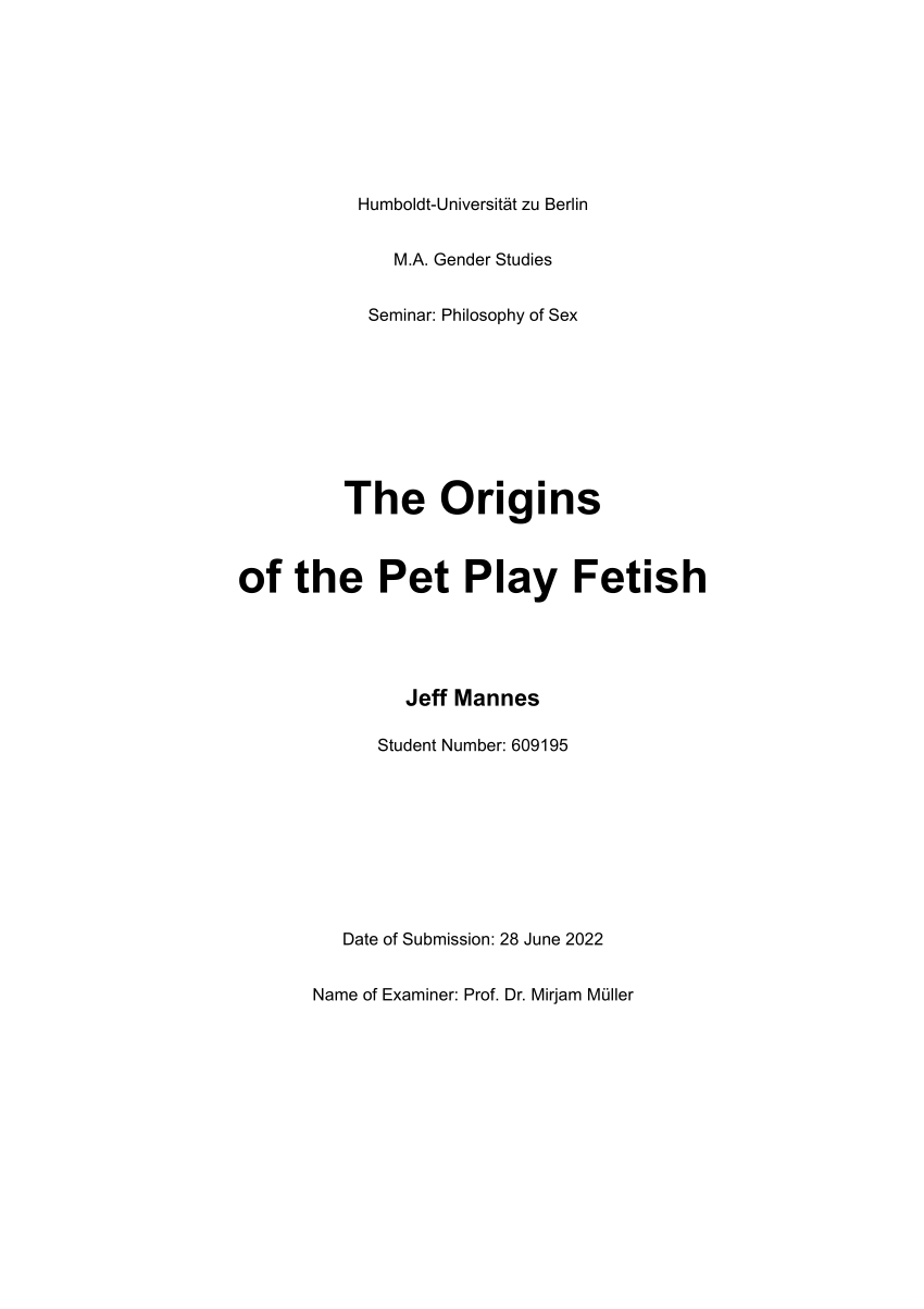 PDF) The Origins of the Pet Play Fetish