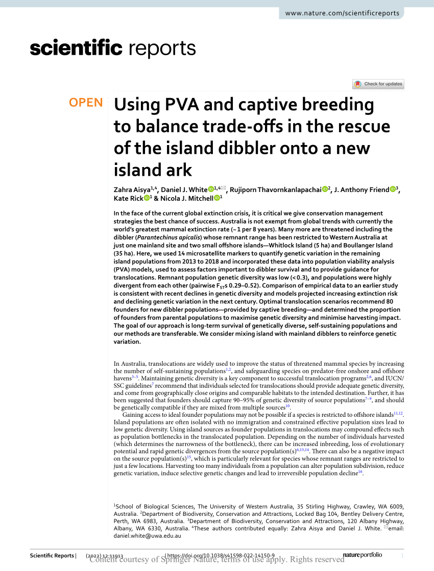 Using PVA and captive breeding to balance trade-offs in the rescue of the  island dibbler onto a new island ark