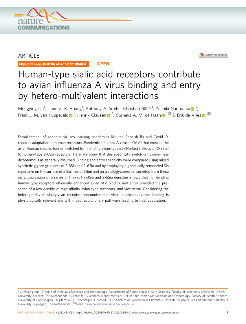 PDF) Human-type sialic acid receptors contribute to avian 