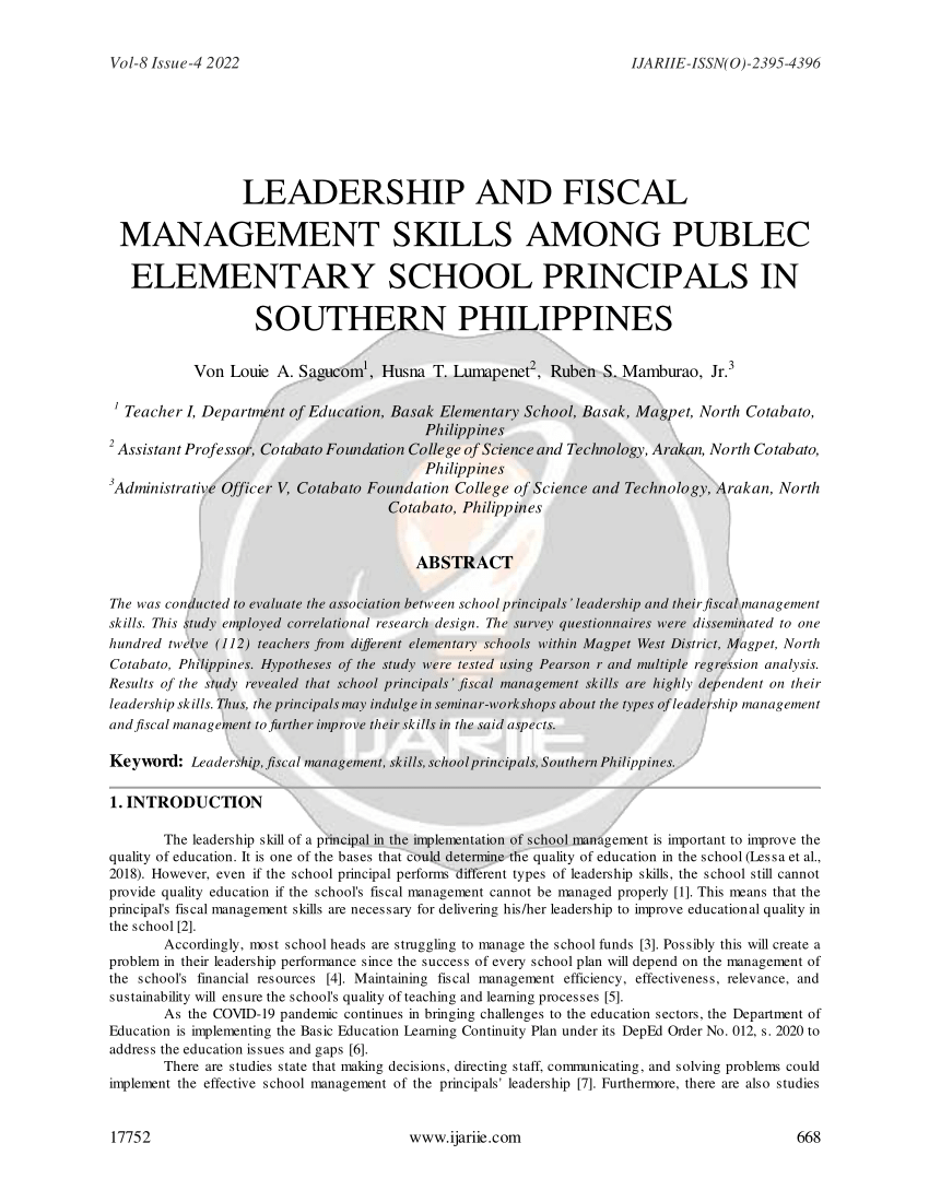 thesis on leadership styles of principals in the philippines