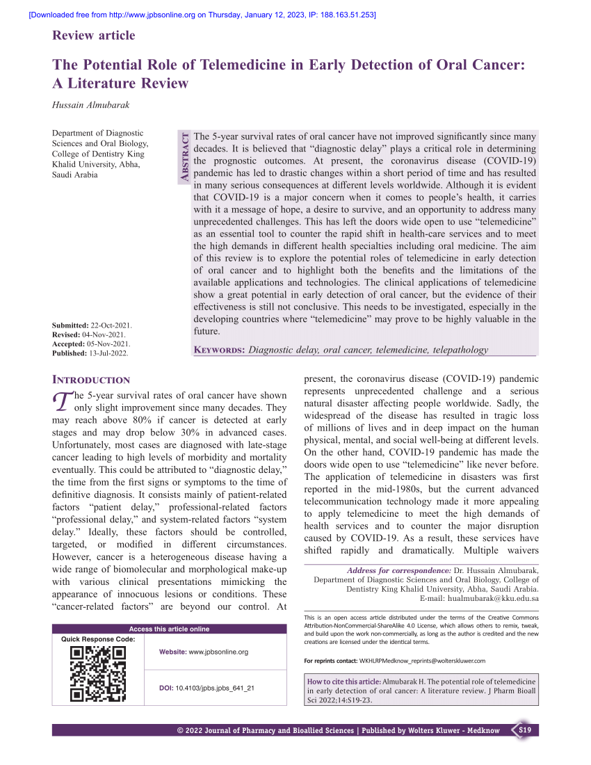 literature review of telemedicine