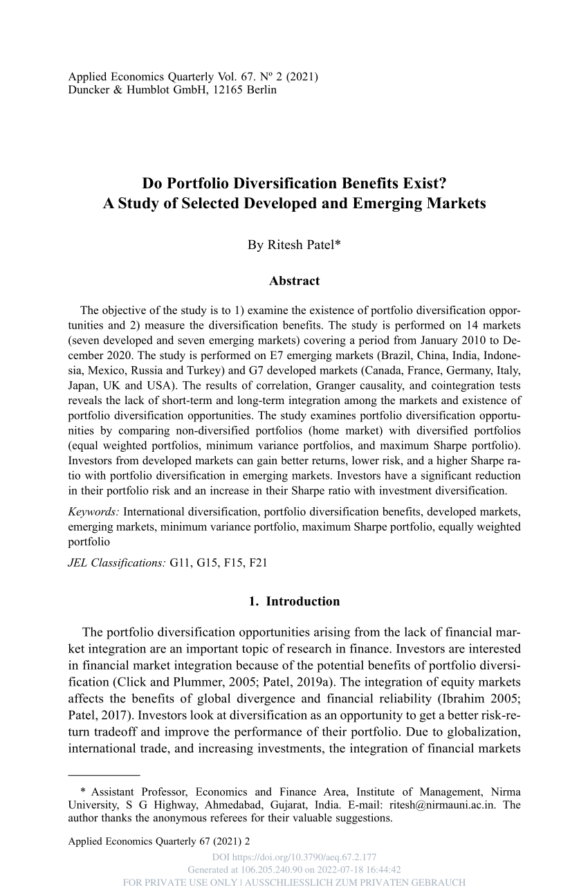 portfolio diversification research paper