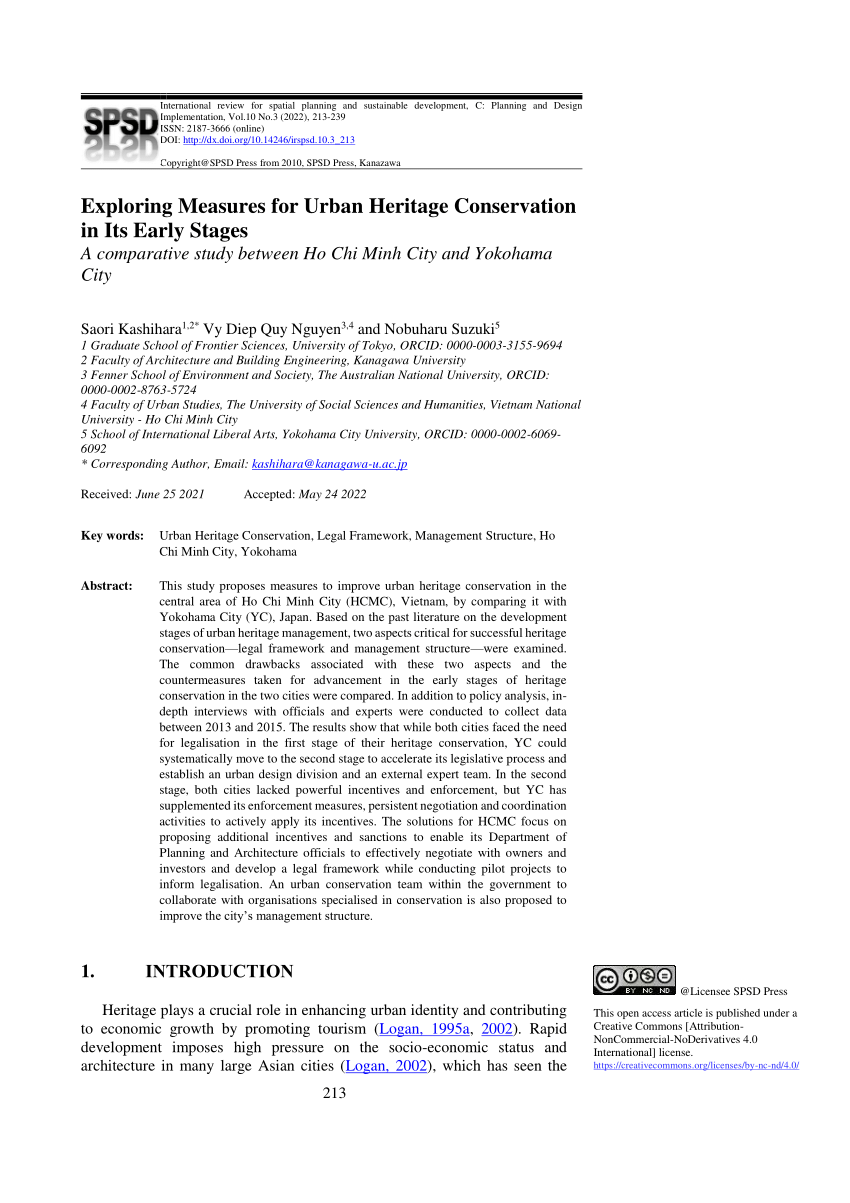 PDF) Incorporating Dynamic Intangible Elements in Urban Heritage  Conservation: the Development of Conservation Framework for Hanoi's Ancient  Quarter, Vietnam