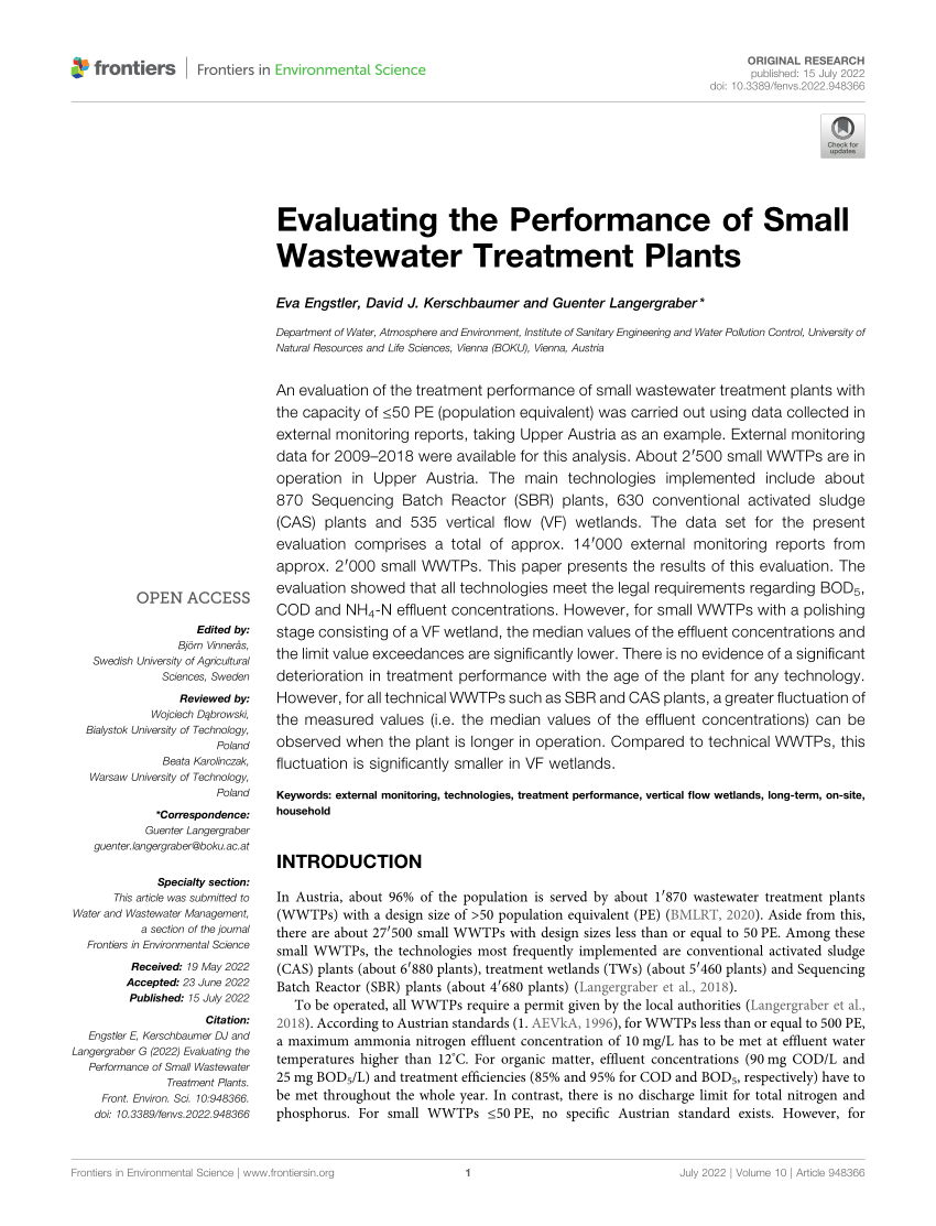 wastewater treatment plant research paper