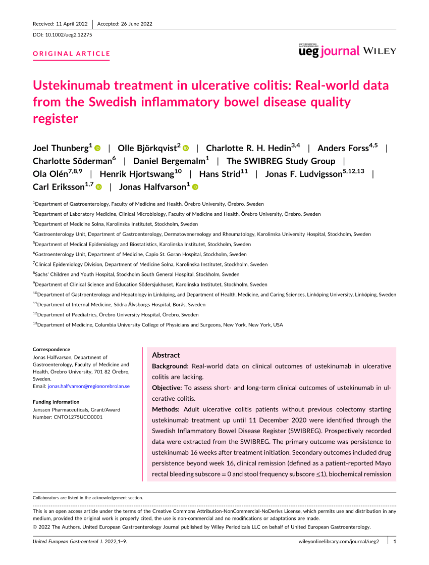 (PDF) Ustekinumab treatment in ulcerative colitis Realworld data from