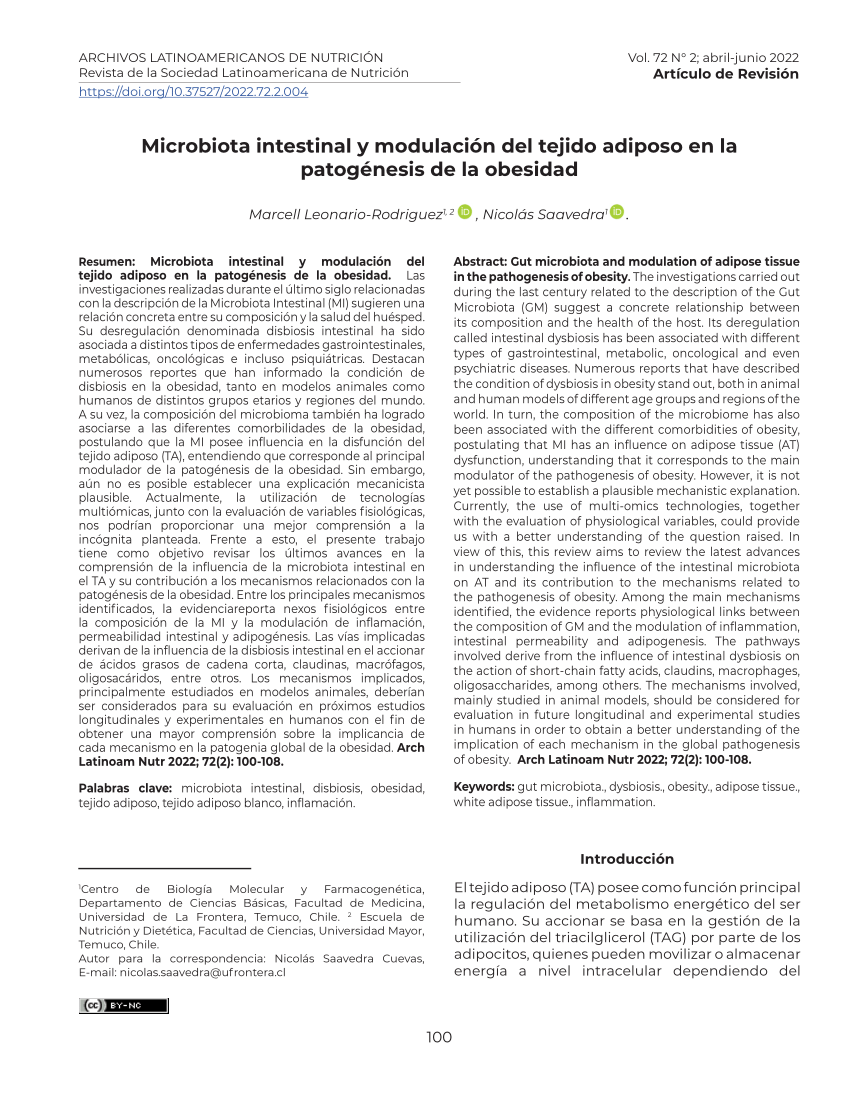 (PDF) Microbiota intestinal y modulación del tejido adiposo en la ...