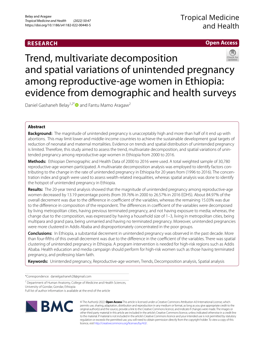 Pdf Trend Multivariate Decomposition And Spatial Variations Of Unintended Pregnancy Among 1706