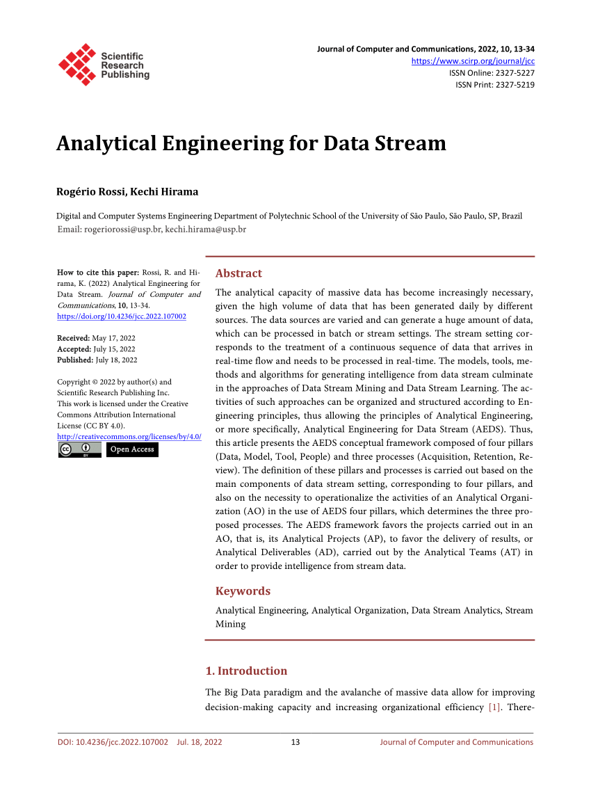PDF) Analytical Engineering for Data Stream