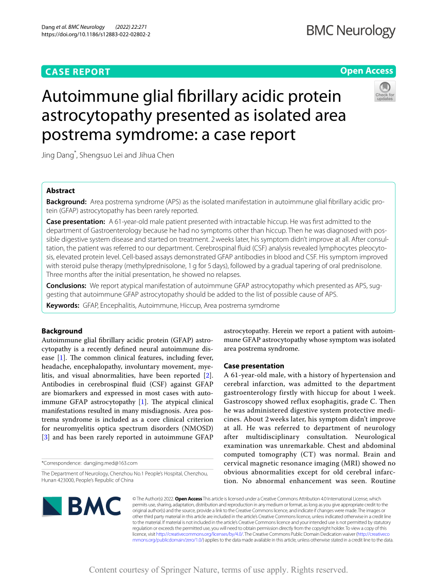 (PDF) Autoimmune glial fibrillary acidic protein astrocytopathy ...
