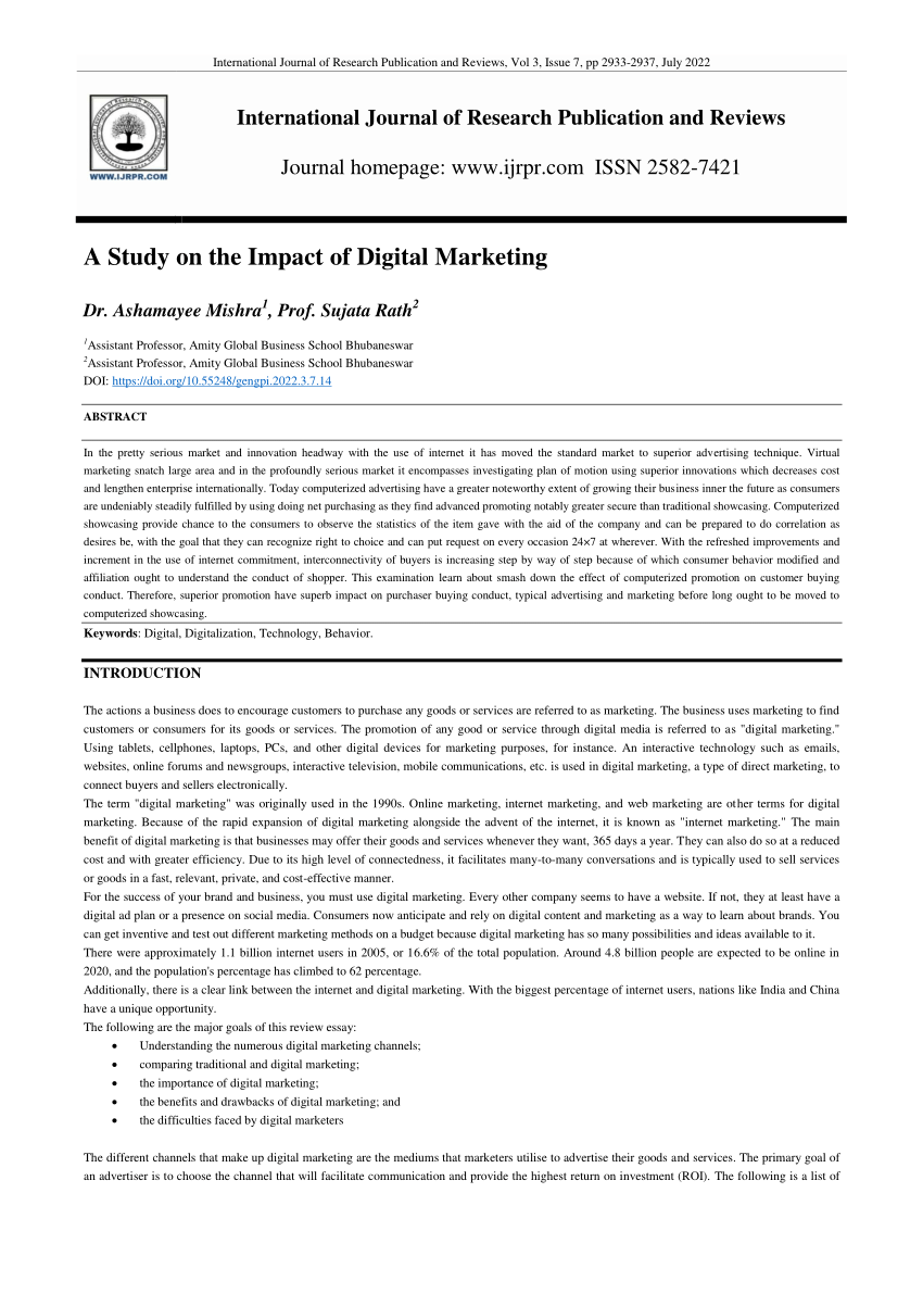 essay on impact of digital marketing