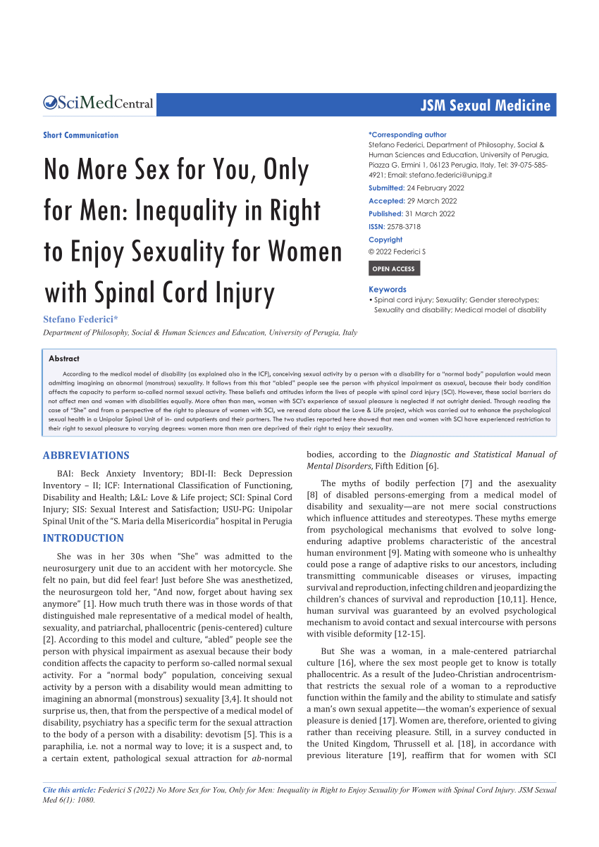 Pdf No More Sex For You Only For Men Inequality In Right To Enjoy Sexuality For Women With
