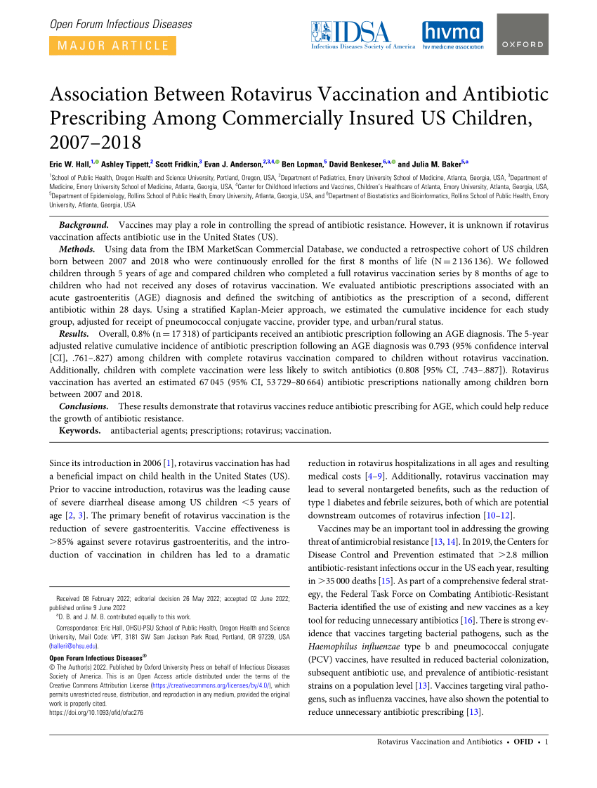 (PDF) Association Between Rotavirus Vaccination and Antibiotic