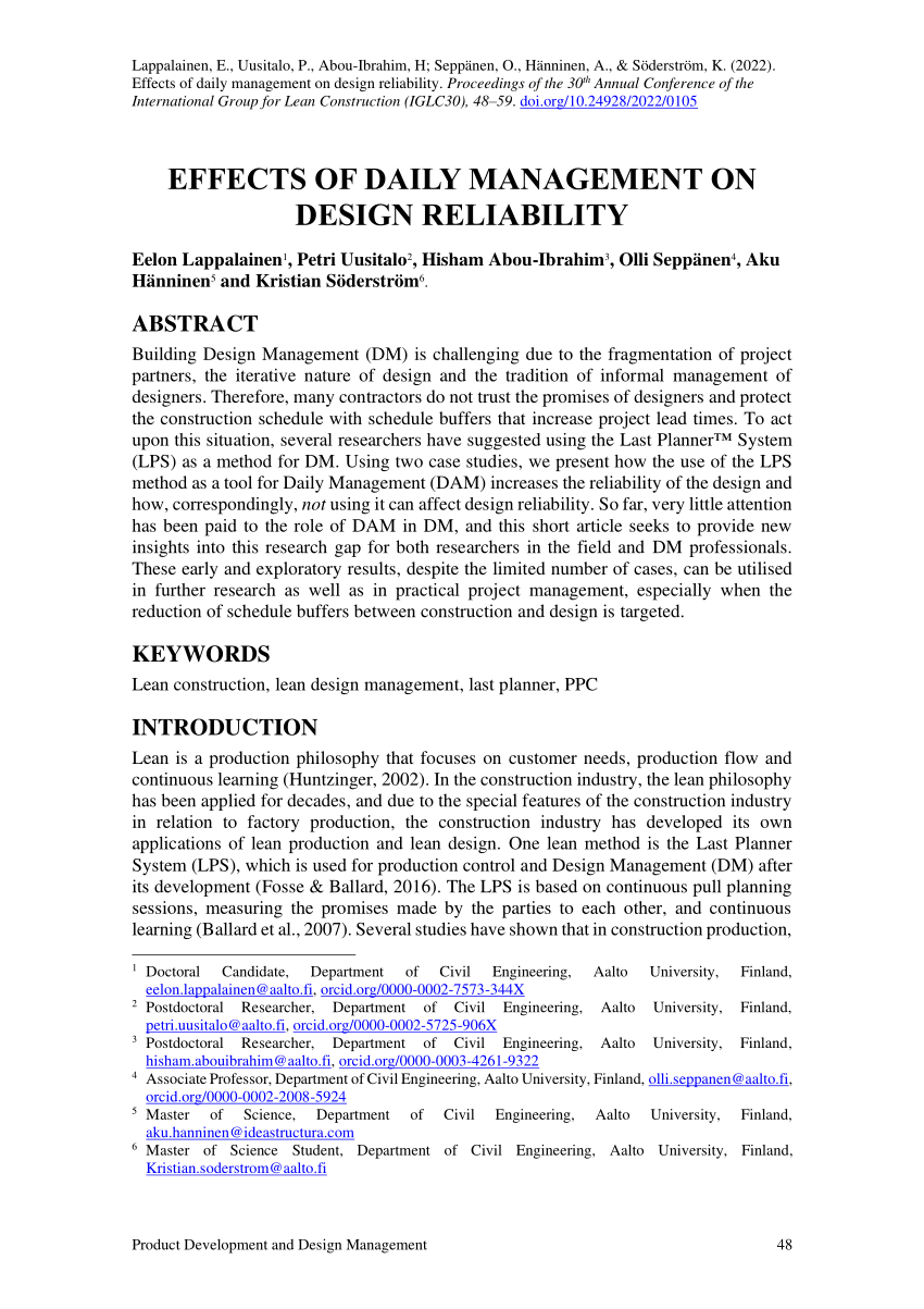 pdf-effects-of-daily-management-on-design-reliability