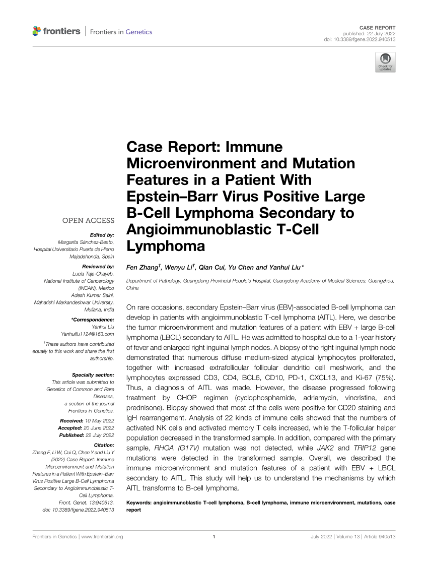 Pdf Case Report Immune Microenvironment And Mutation Features In A