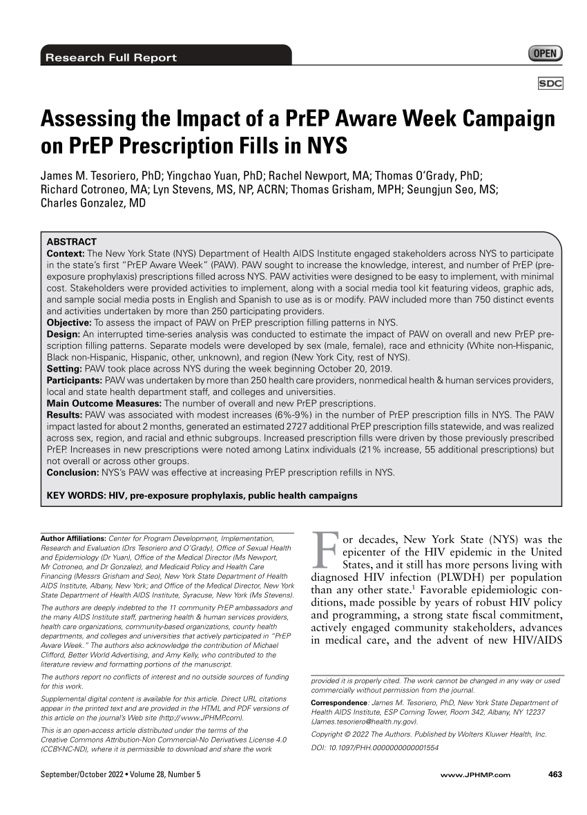 (PDF) Assessing the Impact of a PrEP Aware Week Campaign on PrEP