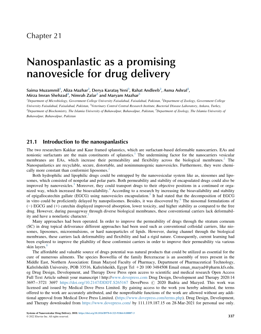 PDF Nanospanlastic as a promising nanovesicle for drug delivery