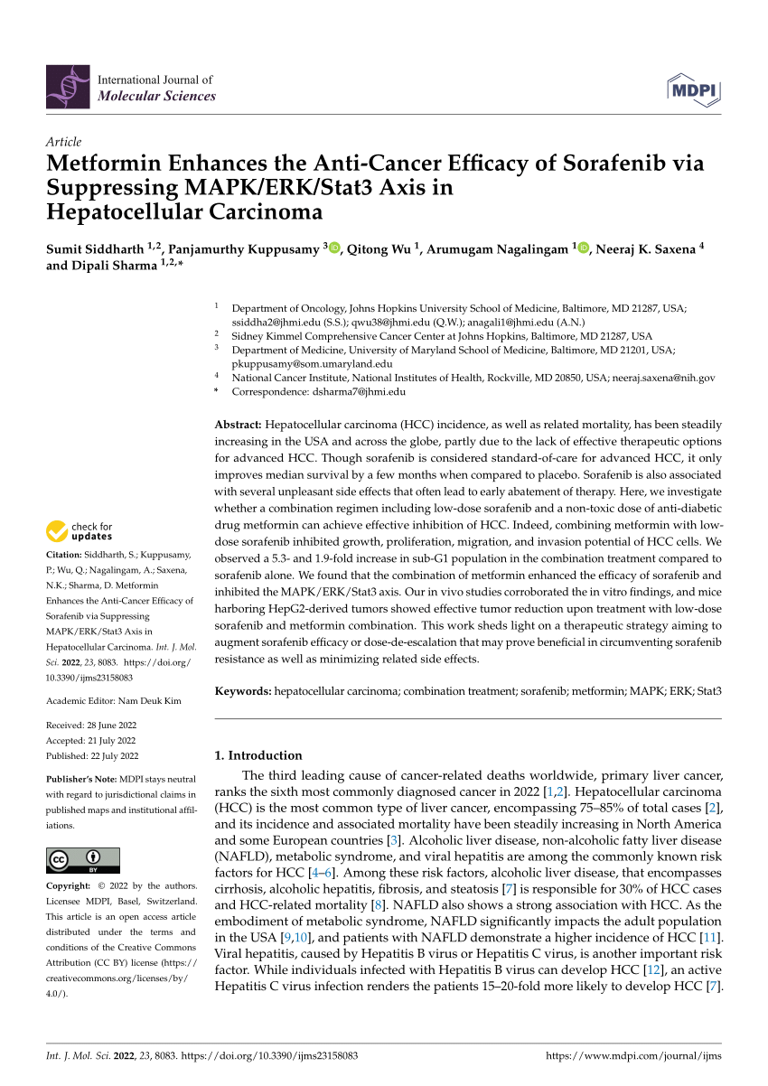 PDF) Metformin Enhances the Anti-Cancer Efficacy of Sorafenib via 