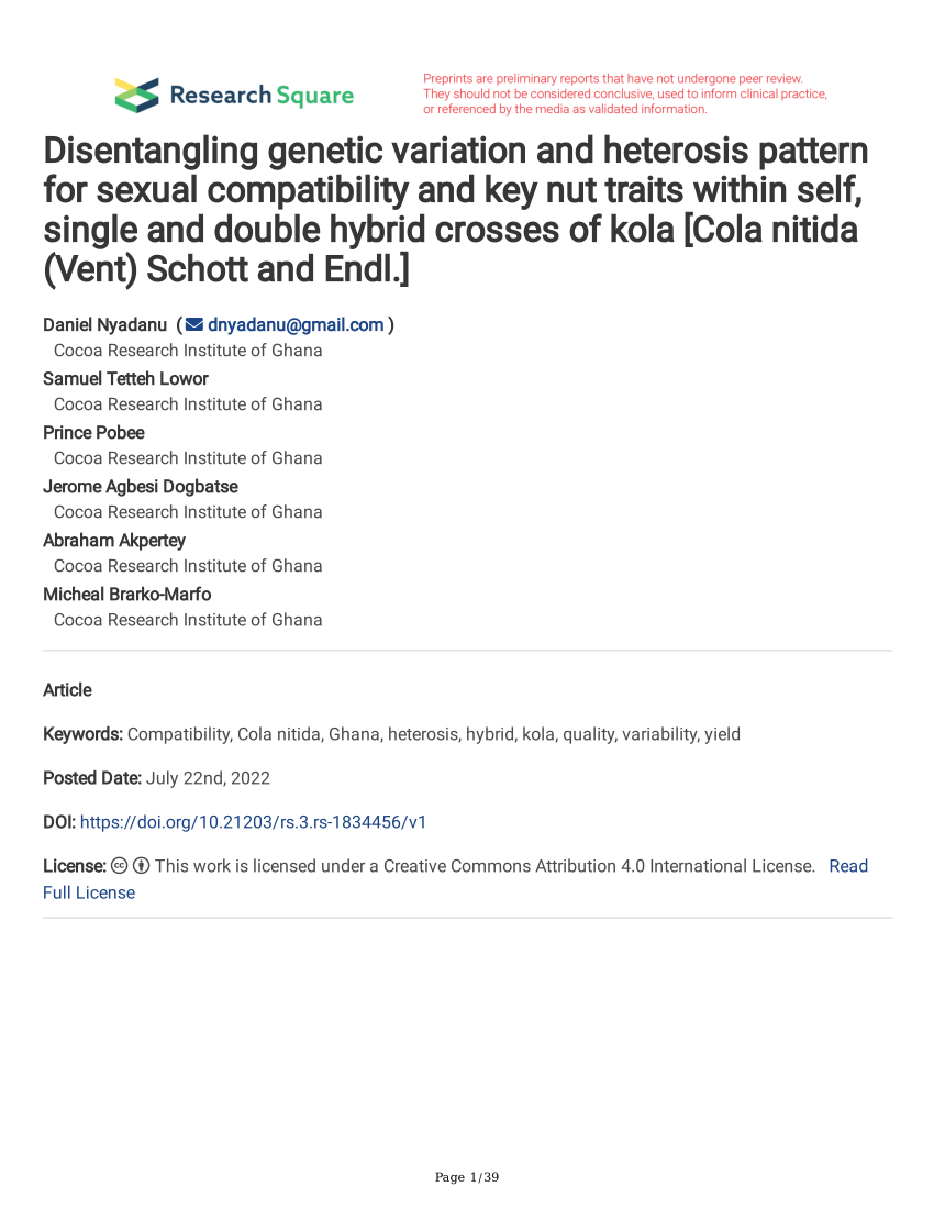 Sensory quality profile of kola nut stored in black polyethylene