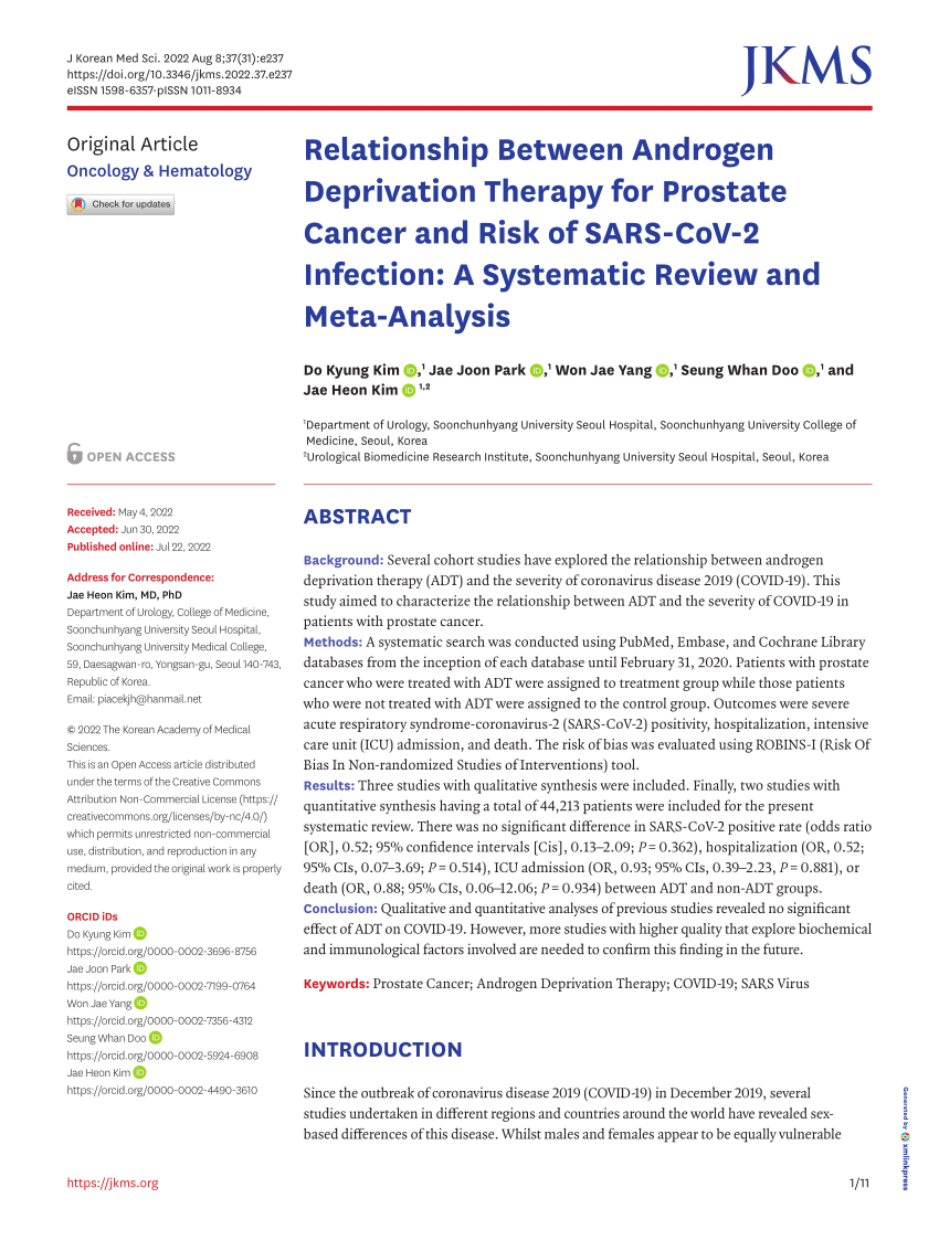 Pdf Relationship Between Androgen Deprivation Therapy For Prostate Cancer And Risk Of Sars Cov 6682
