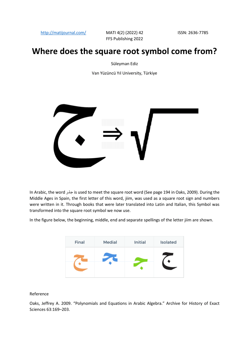 (PDF) Where does the square root symbol come from?