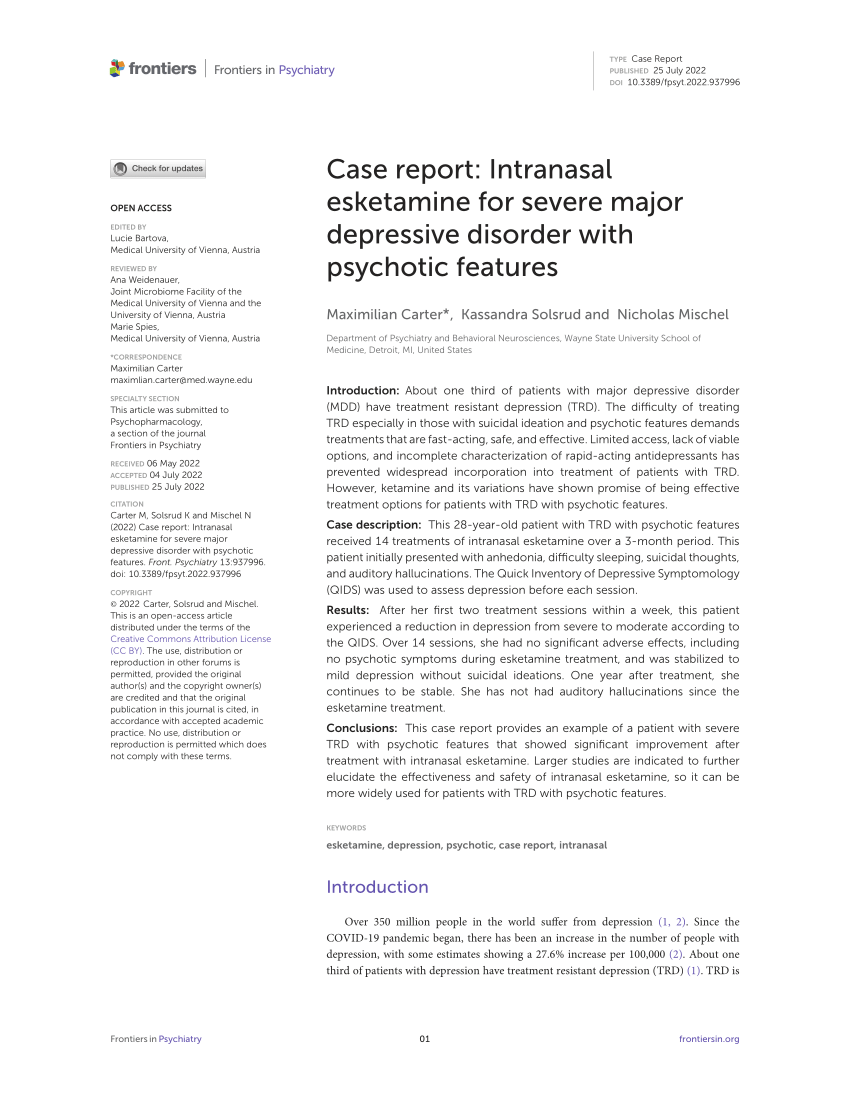 major depressive disorder with psychotic features case study